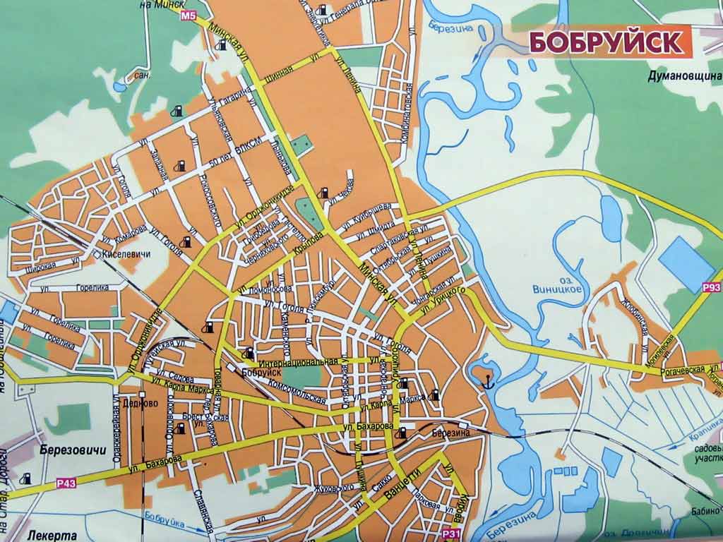 Карта Бобруйска. Скачать карту Бобруйска. Бобруйск. Карта города.  Фото. Картинка